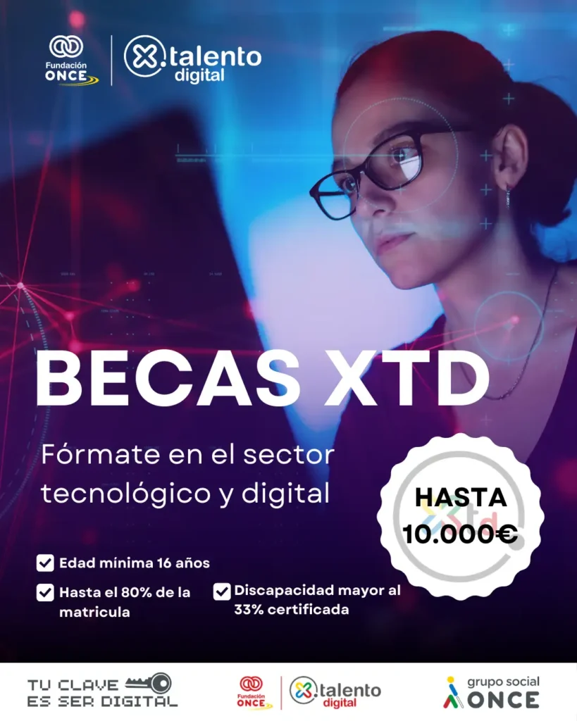 Cartel oficial de las becas Fundación ONCE Por Talento Digital
